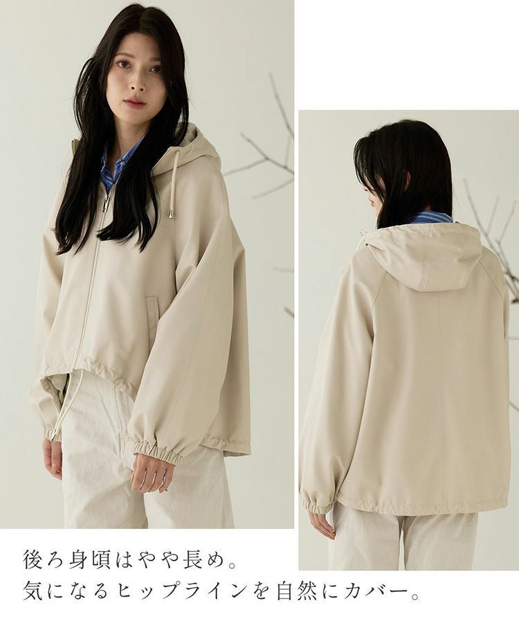 ラムレザージャケットフード付きオフホワイト