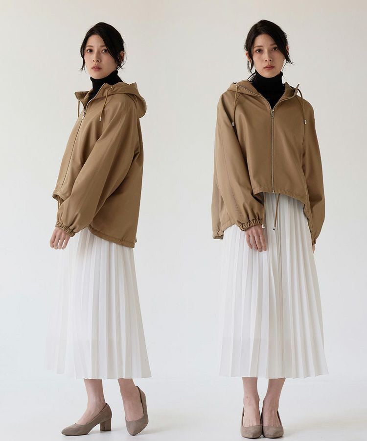 ラムレザージャケットフード付きキャメル