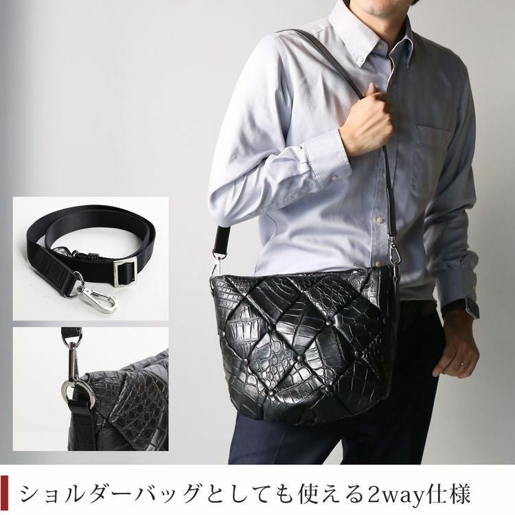 クロコダイルダイヤ柄編み込みデザイン2wayトートバッグ日本製JRAメンズ