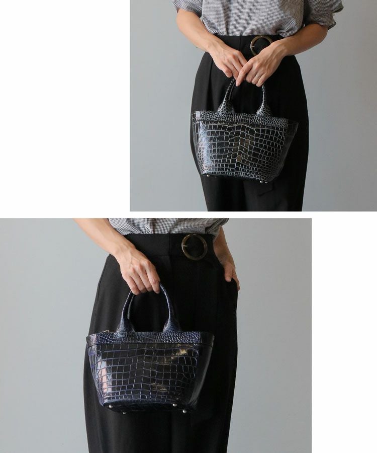 クロコダイルミニトートバッグレディース日本製本革ショルダー2WAY