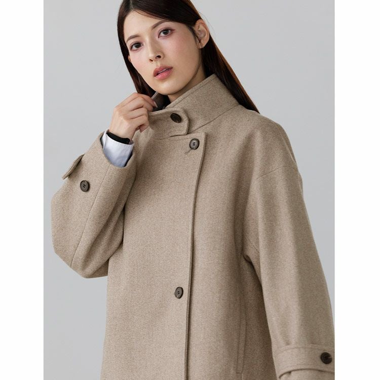 Filomoウールタッチスタンドカラーショート丈コート