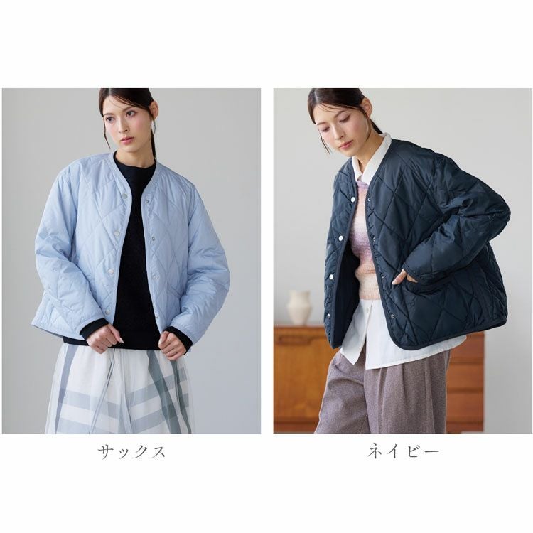 ダウン ジャケット レディース キルティング 中綿 軽量 ノーカラー