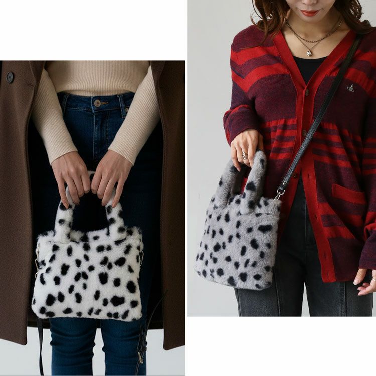 ファーバッグミニトートアニマル柄エコファー斜めがけバッグレディーストートフェイク(07000691r)