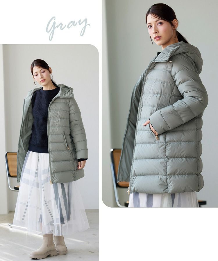 明るいグレー高品質ハンガリーグースダウンコート