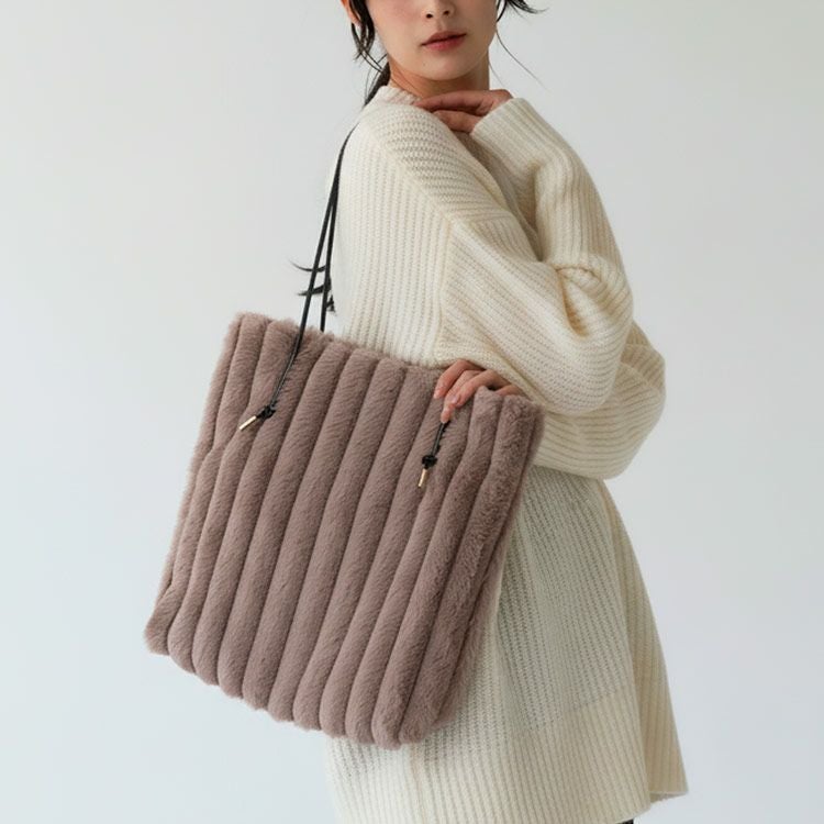 ファーバッグトートレディースフェイクファーA4エコファーバッグトートバッグA4バッグ(07000692r)