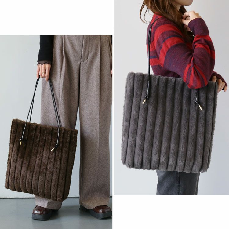 ファーバッグトートレディースフェイクファーA4エコファーバッグトートバッグA4バッグ(07000692r)