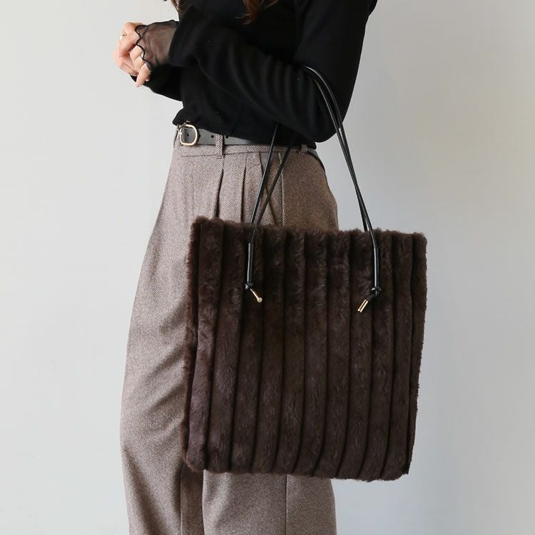 ファーバッグトートレディースフェイクファーA4エコファーバッグトートバッグA4バッグ(07000692r)