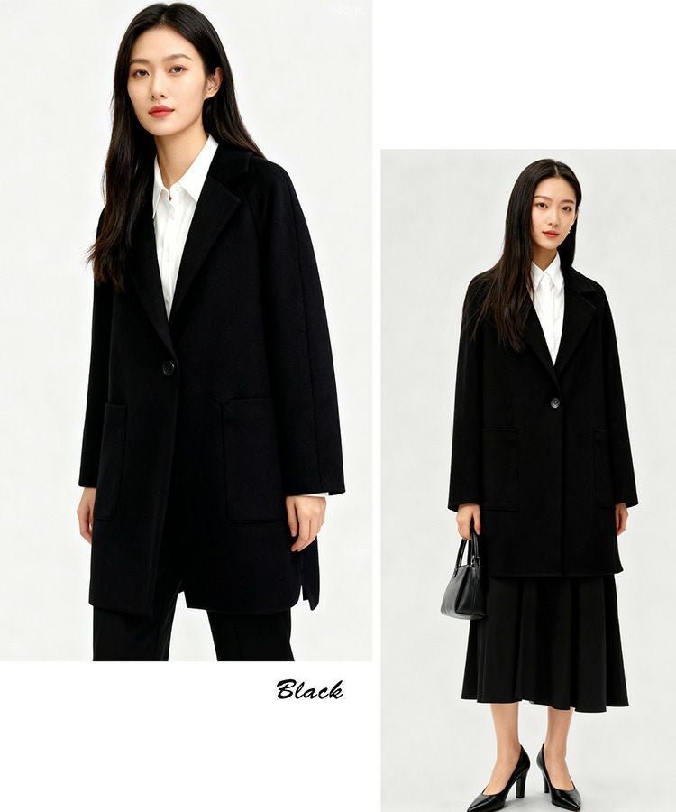 ブラックカシミヤブレンドウールチェスターコート