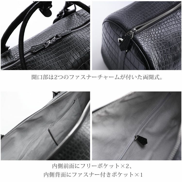 クロコダイル メンズ ボストンバッグ 特大 30L センター取り 保証書 4FA
