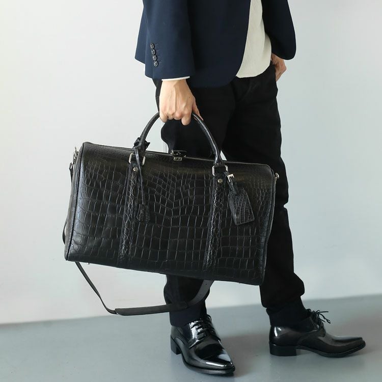 クロコダイル メンズ ボストンバッグ 特大 30L センター取り 保証書 4FA