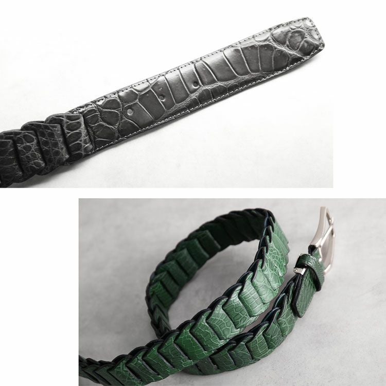 クロコダイルメンズベルト35mmピンタイプキャタピラ風