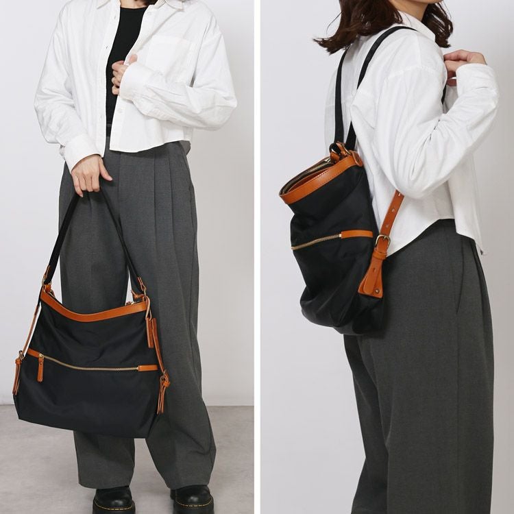 HALEINE 日本製 本革 ナイロン 2wayバッグ リュック ショルダーバッグ 4FB
