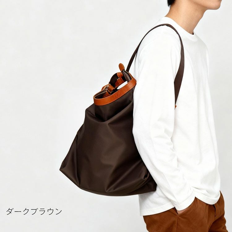 HALEINE 日本製 本革 ナイロン 2wayバッグ リュック ショルダーバッグ 4FB
