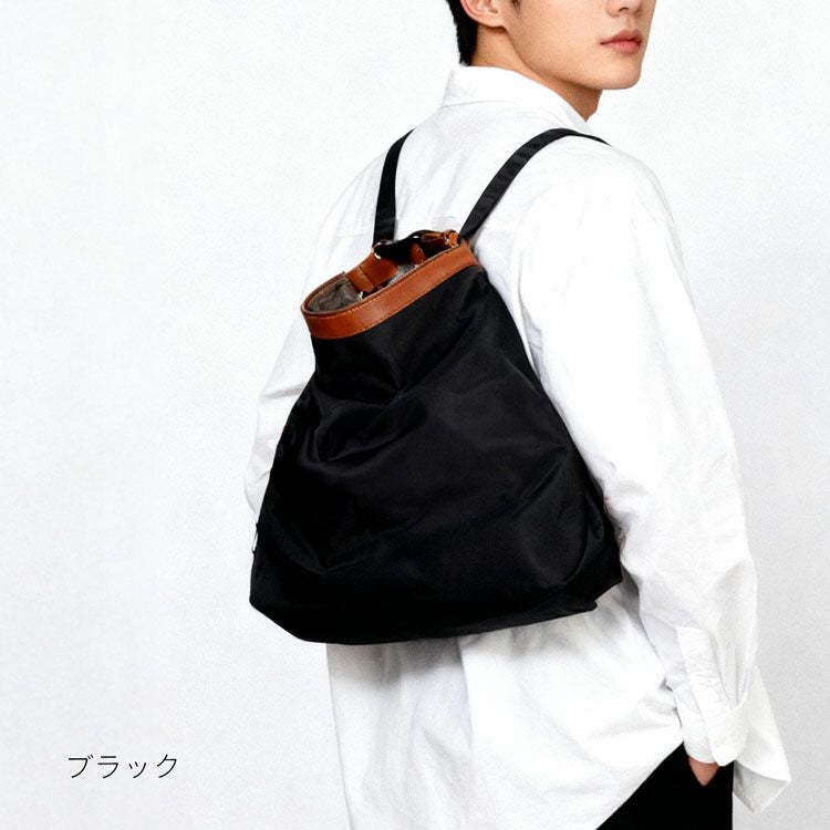 HALEINE 日本製 本革 ナイロン 2wayバッグ リュック ショルダーバッグ 4FB
