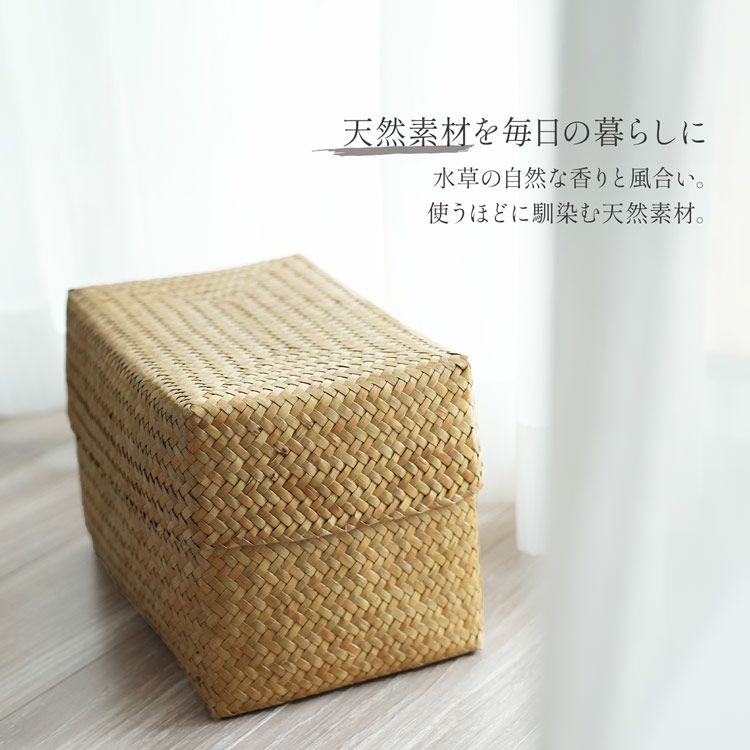 収納ボックス 天然素材 水草 3点セット ふた付き収納