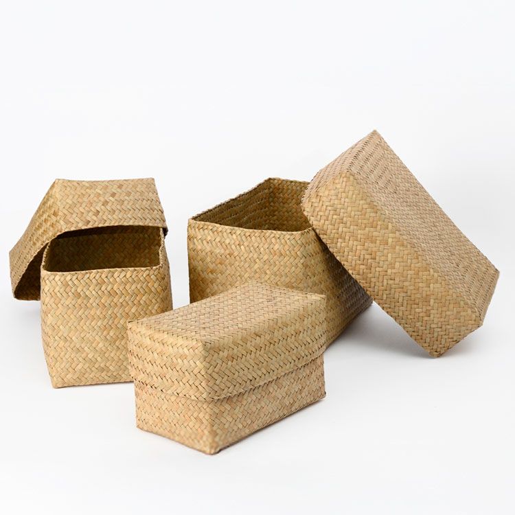 収納ボックス 天然素材 水草 3点セット ふた付き収納
