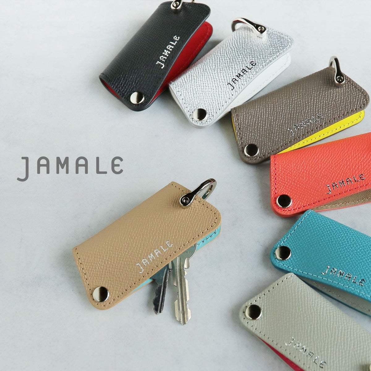 Jamaleキーケース本革バイカラーレディースコンパクト日本製牛革