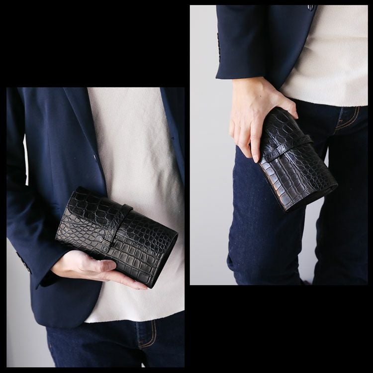 クロコダイル長財布かぶせデザイン