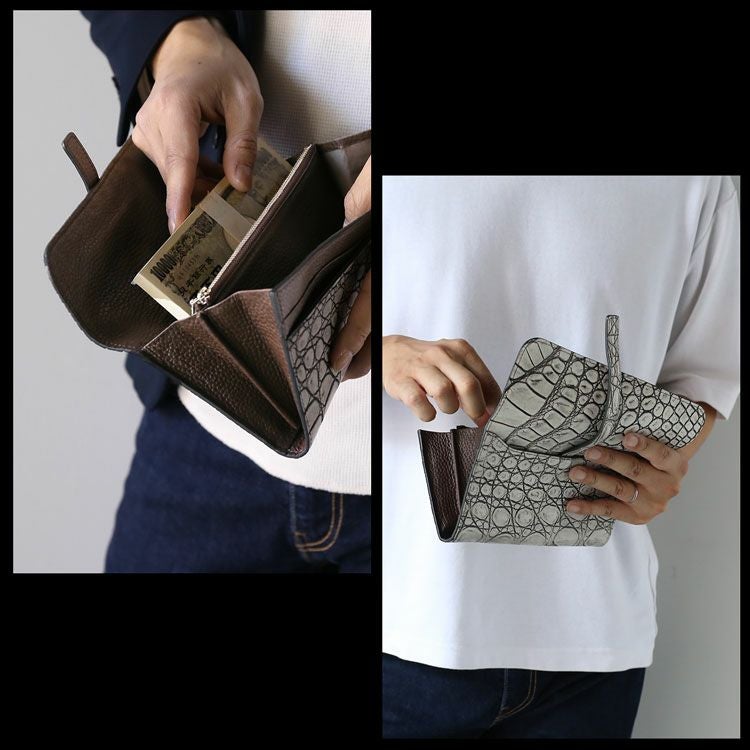 クロコダイル長財布かぶせデザイン