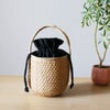 カゴバッグ 天然素材 巾着付き ハンドメイド