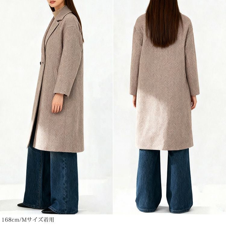 Filomoウールタッチチェスターコートピンクブラウン