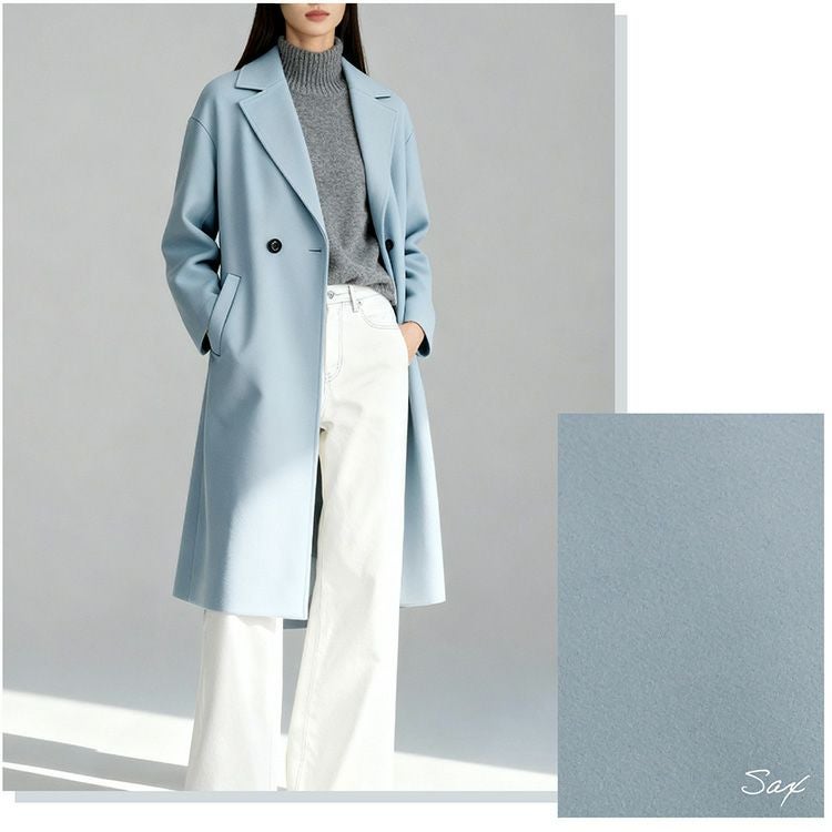 Filomoウールタッチチェスターコートサックスブルー