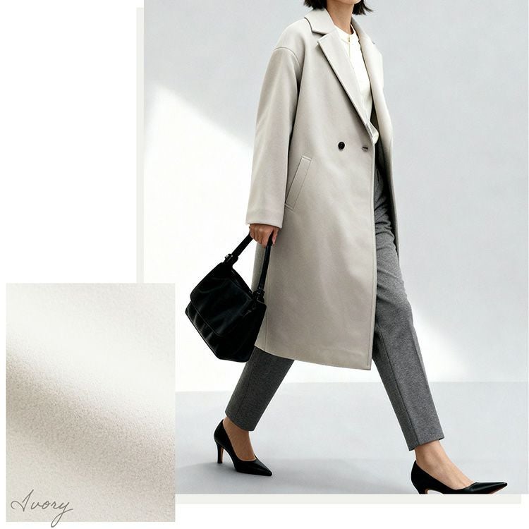 Filomoウールタッチチェスターコートアイボリー