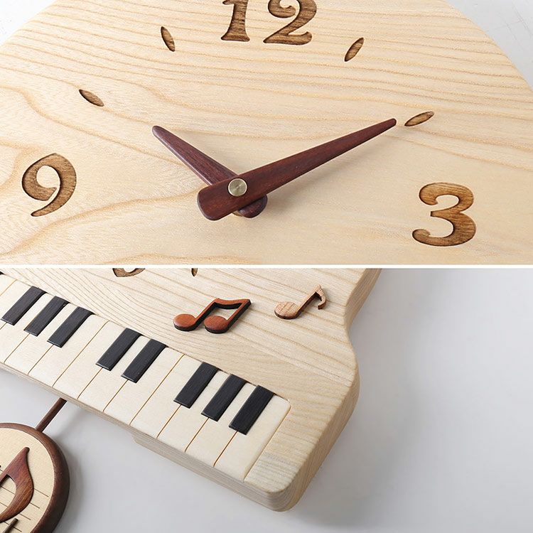 時計掛け時計振り子時計天然木木製ピアノ文字盤ウォールナット(09000733r)