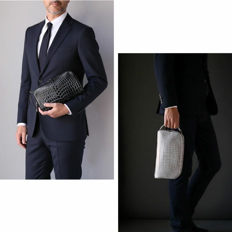 ナイルクロコダイルメンズセカンドバッグ