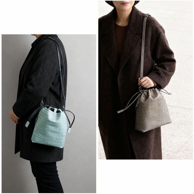 ナイルクロコダイル巾着バッグ2way