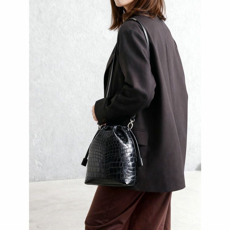 ナイルクロコダイル巾着バッグ2way