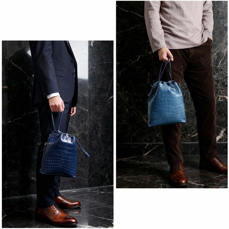 ナイルクロコダイル巾着バッグ2way