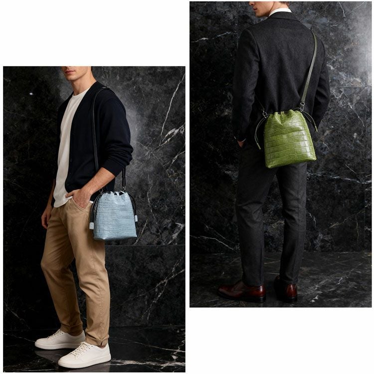 ナイルクロコダイル巾着バッグ2way