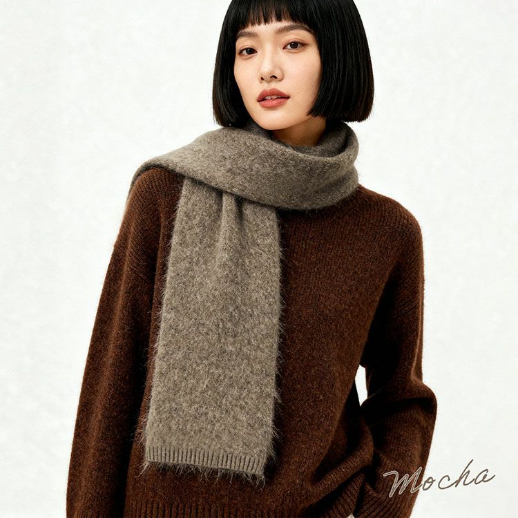 モカカシミヤ100％ニットマフラーレディースブランドFilomo