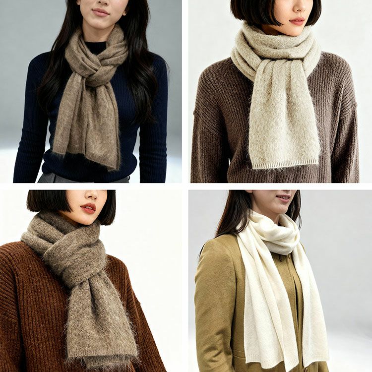 いろいろな巻き方をアレンジできるカシミヤマフラー