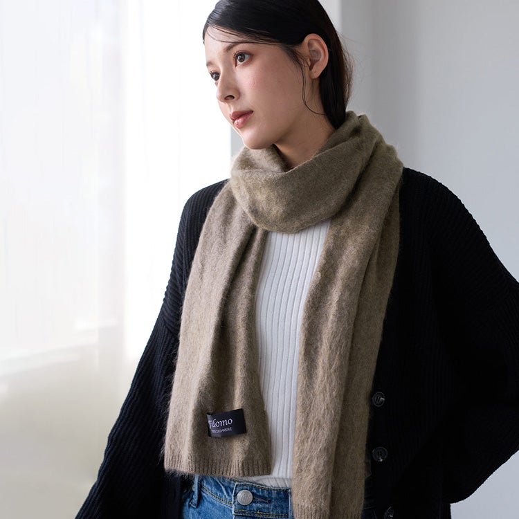 Filomo カシミヤ 100％ マフラー レディース ニット ストール シャギー