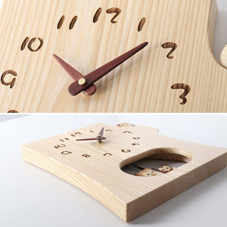 時計掛け時計振り子時計天然木木製切り株ふくろう(09000731r)