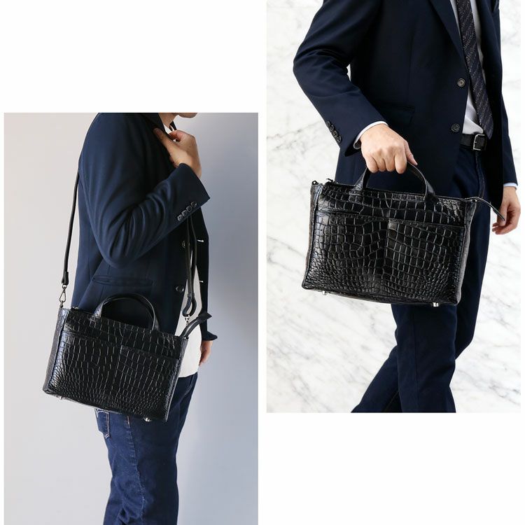 クロコダイルメンズ2wayミニトートバッグ