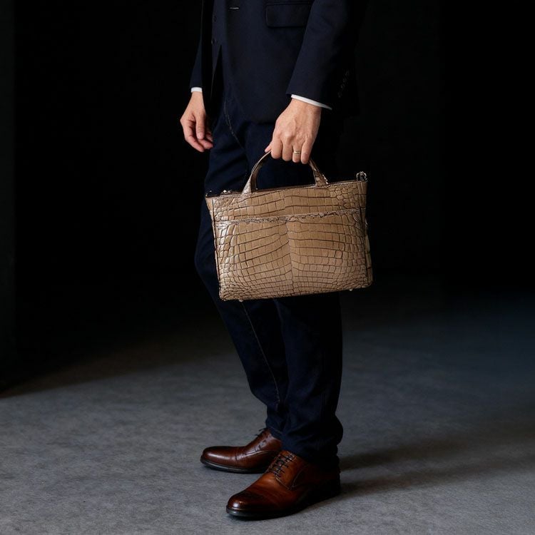 クロコダイルメンズ2wayミニトートバッグ