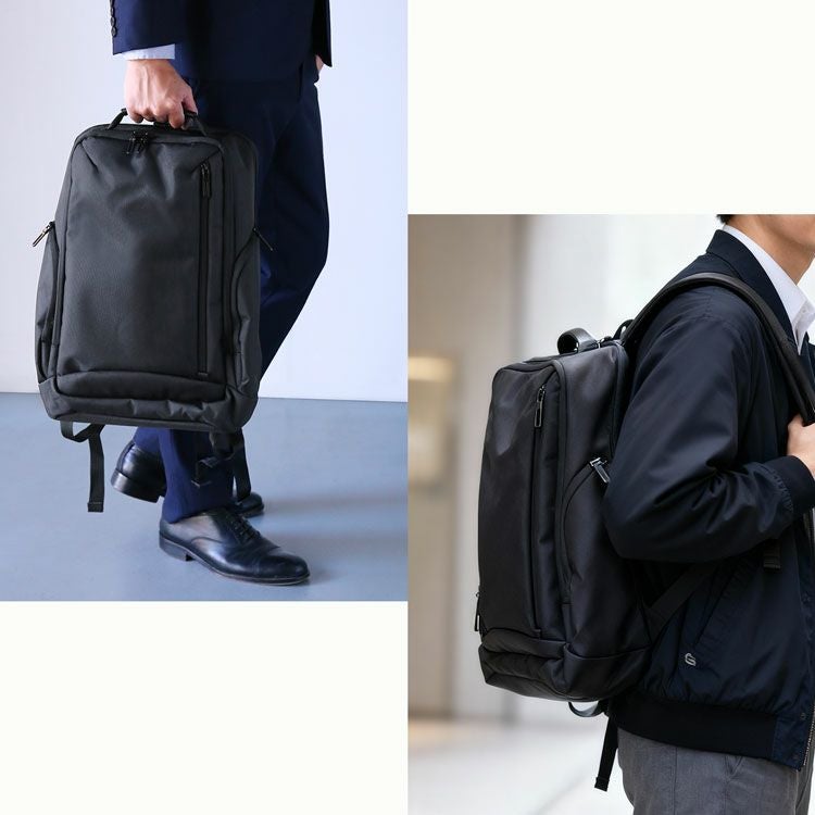 リュックビジネスメンズリュックサックブラックシンプル大容量B4対応ノートPC収納(07000651r)