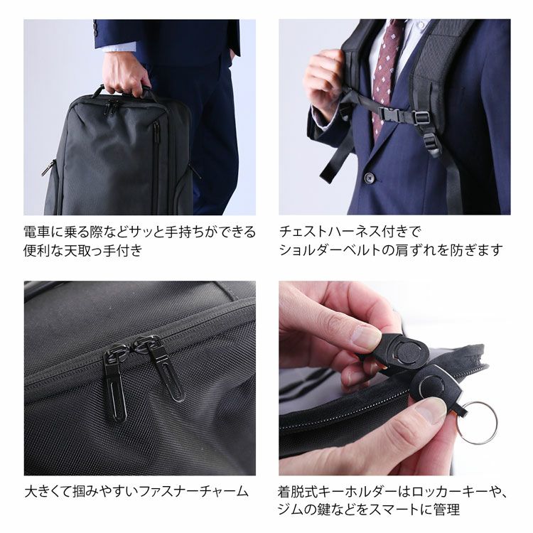 リュックビジネスメンズリュックサックブラックシンプル大容量B4対応ノートPC収納(07000651r)