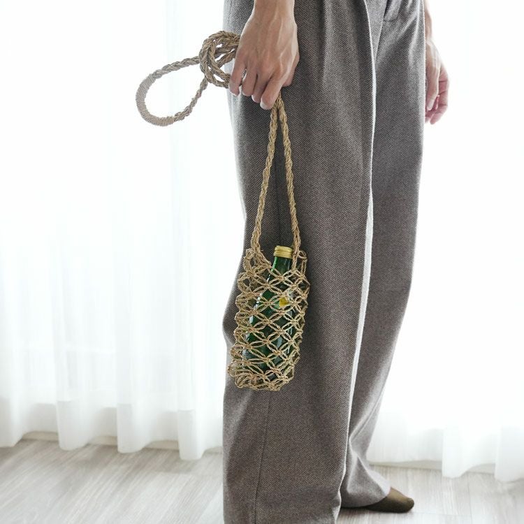 ボトルホルダー 天然素材 水草 斜めかけバッグ 小物入れバッグ おでかけバッグ