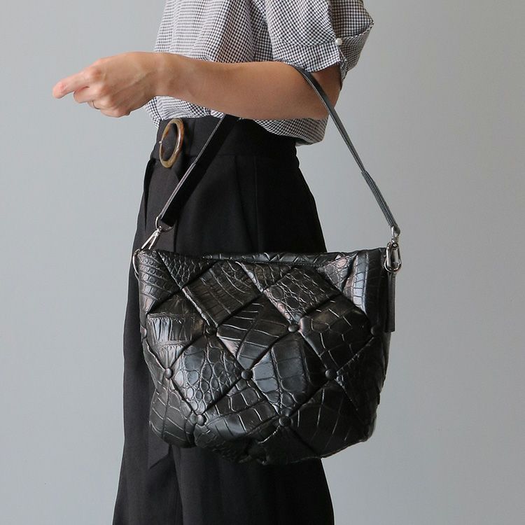 クロコダイルダイヤ柄クロコダイルダイヤ柄編み込みデザイン2wayトートバッグ日本製JRAレディース