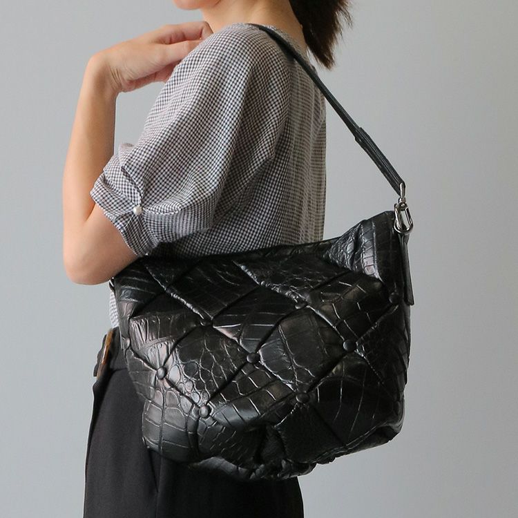 クロコダイルダイヤ柄クロコダイルダイヤ柄編み込みデザイン2wayトートバッグ日本製JRAレディース