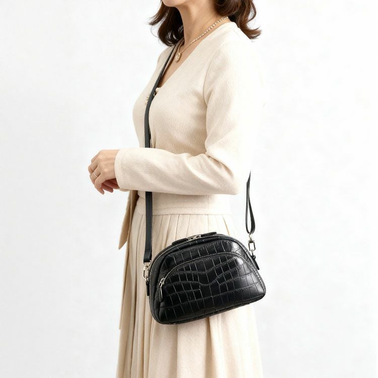 クロコダイル2WAYミニバッグレディースマット加工ポシェット全9色本革(No.06001214)