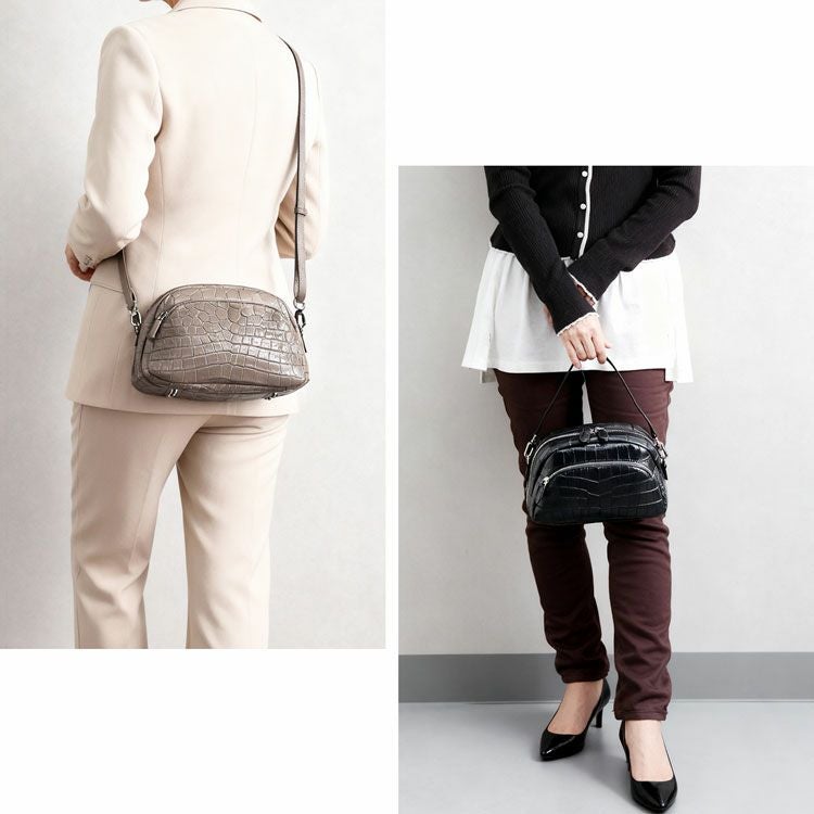 クロコダイル2WAYミニバッグレディースマット加工ポシェット全9色本革(No.06001214)