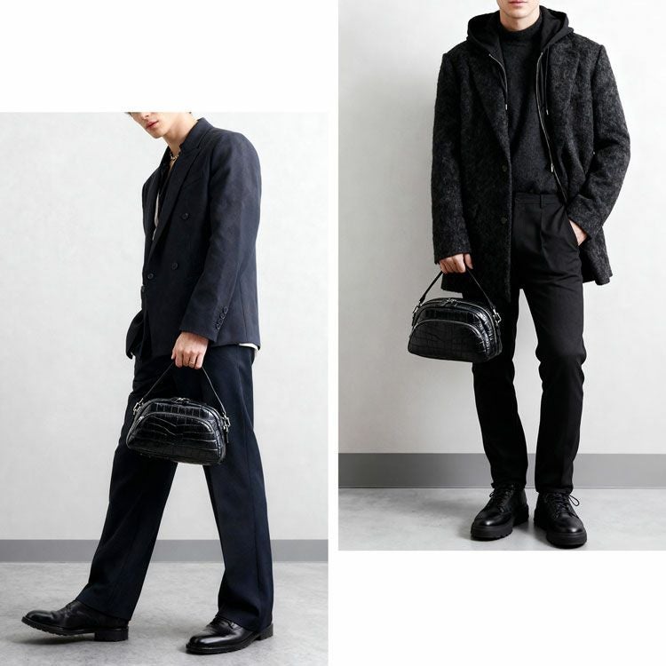 クロコダイル2WAYミニバッグレディースマット加工ポシェット全9色本革(No.06001214)