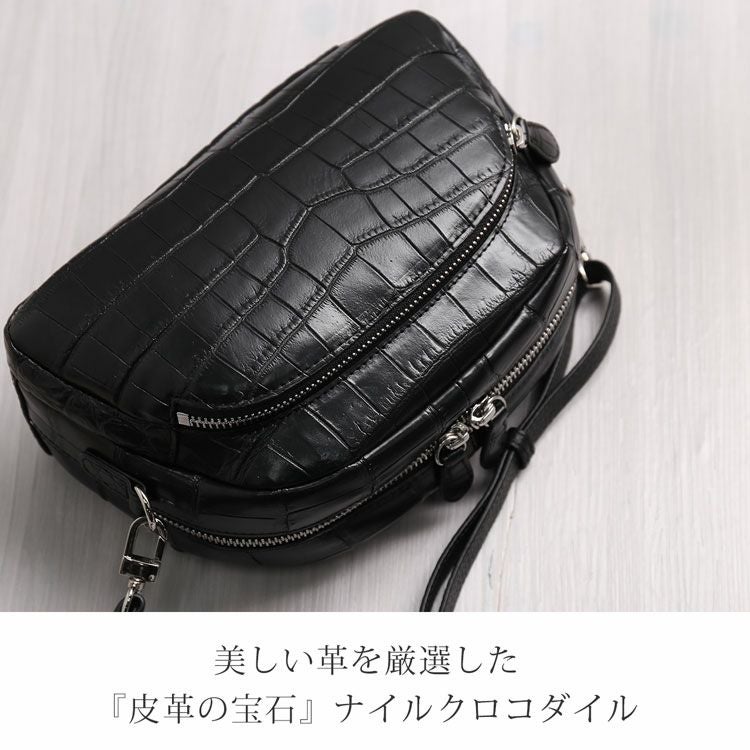 クロコダイル2WAYミニバッグレディースマット加工ポシェット全9色本革(No.06001214)