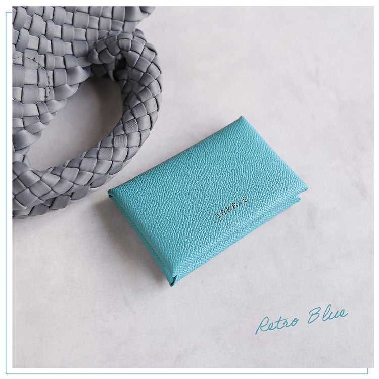 レトロブルーの本革カードケース名刺入れ