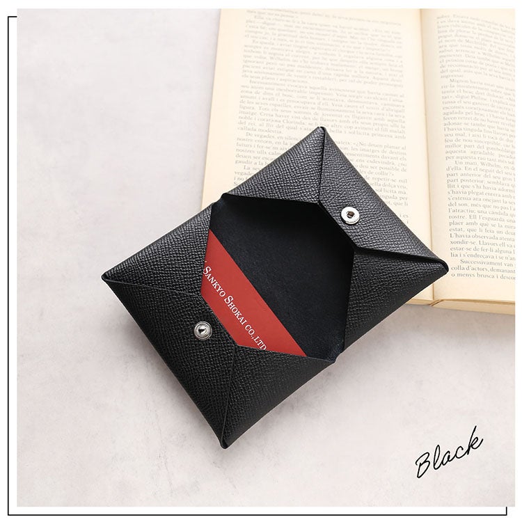 男女で使えるブラックの本革カードケース名刺入れ